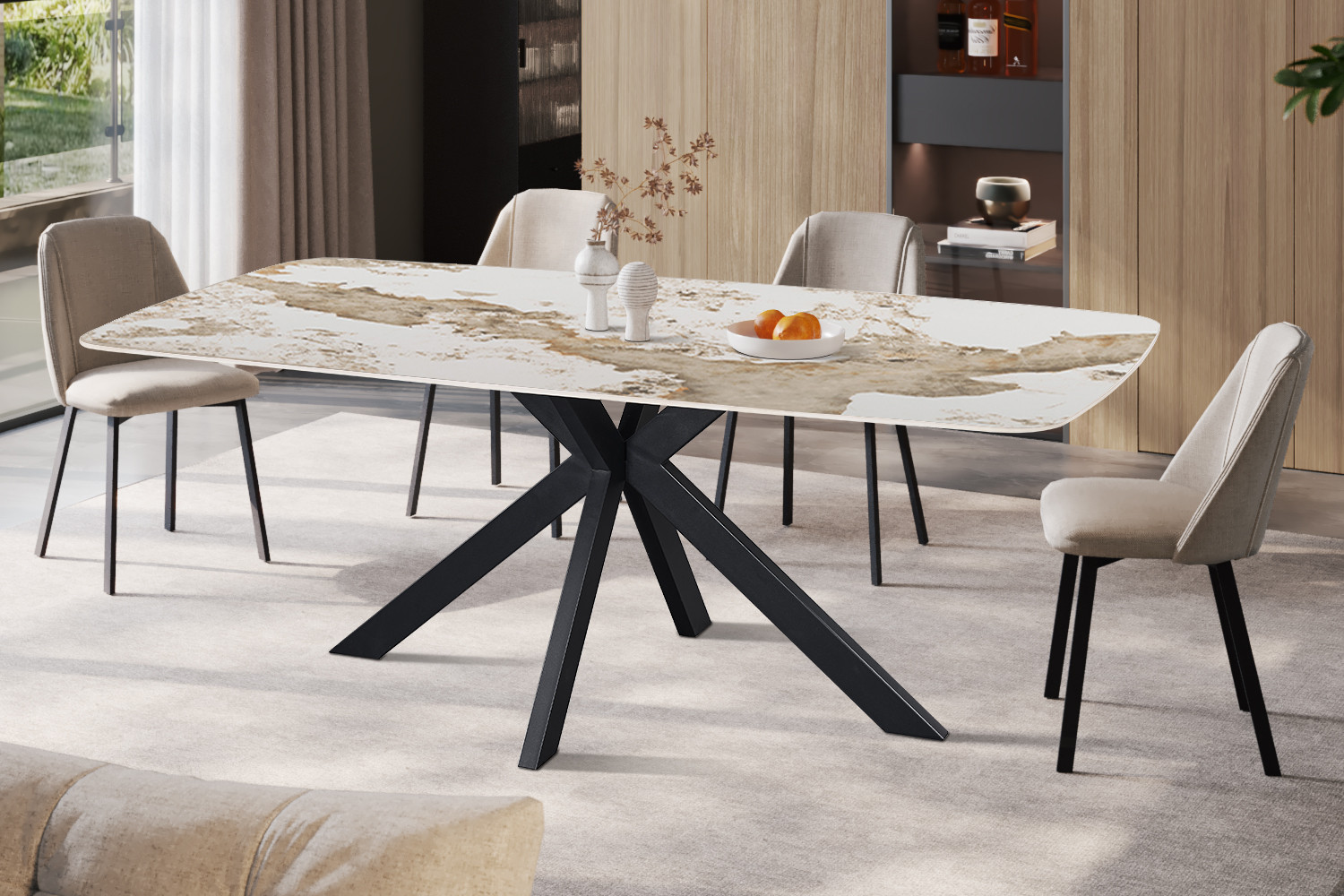 Image 2 for NEW - Tafel Apollo 200 cm Deens Ovaal Glanzend Steen Pandora
