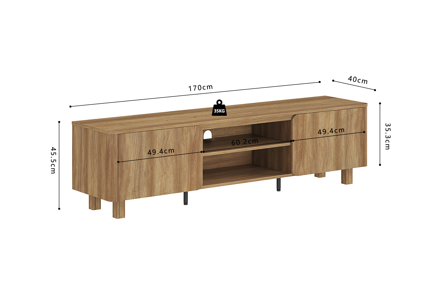 Image 8 for NEW - TV meubel Malibu 170 cm Decor Eik Naturel