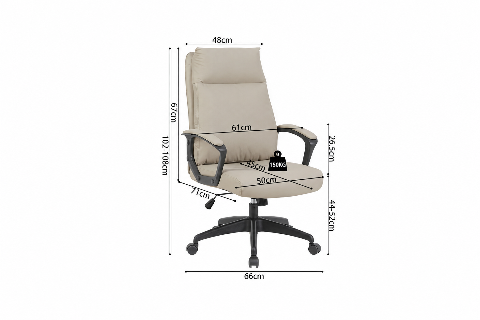 Image 11 for NEW - Bureaustoel Samuel PU nylon Beige