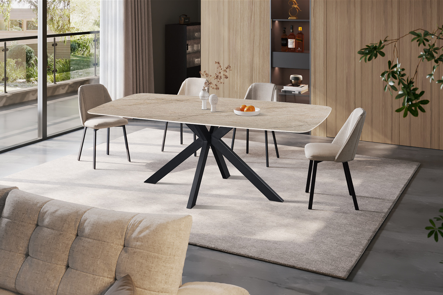 Image 1 for NEW - Tafel Apollo 200 cm Deens Ovaal Glanzend Steen Shakespear Beige
